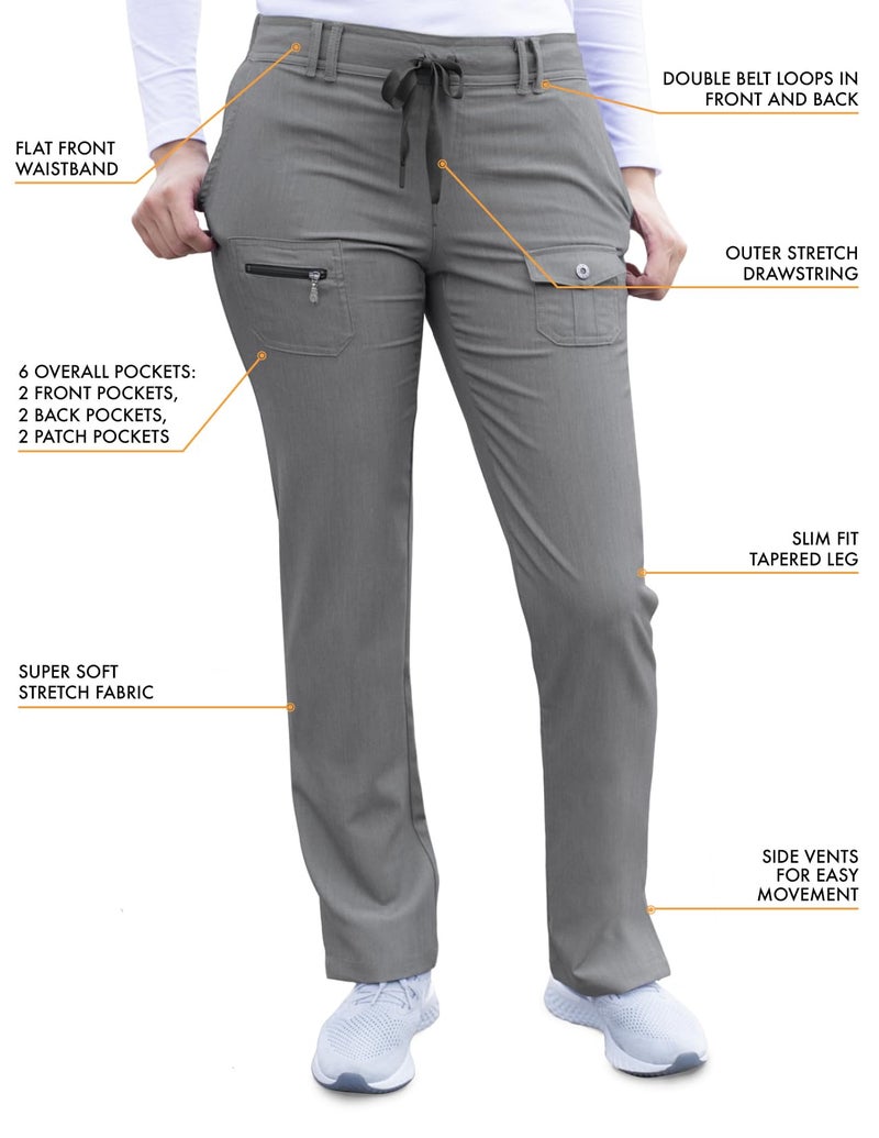 Adar Uniforms Adar Pro Heather Breakthrough Plus Scrub Set For Women - Enhanced V-Neck Top & Multi Pocket Pants - 4400H - Heather Grey - 2X - Image 4